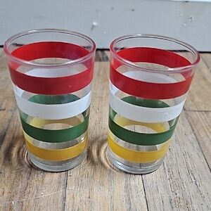 Colorful Striped Glass juice Tumblers